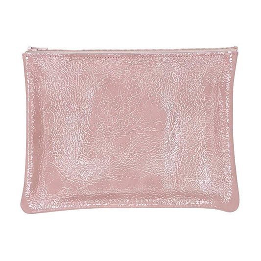 Large Zip Pouch: Candy Patent Nude