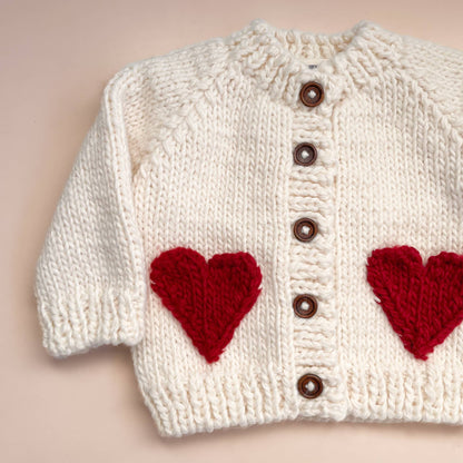 Heart Cardigan, Red Baby Kid Apparel Sweater Valentine Gift: S; 12-24M