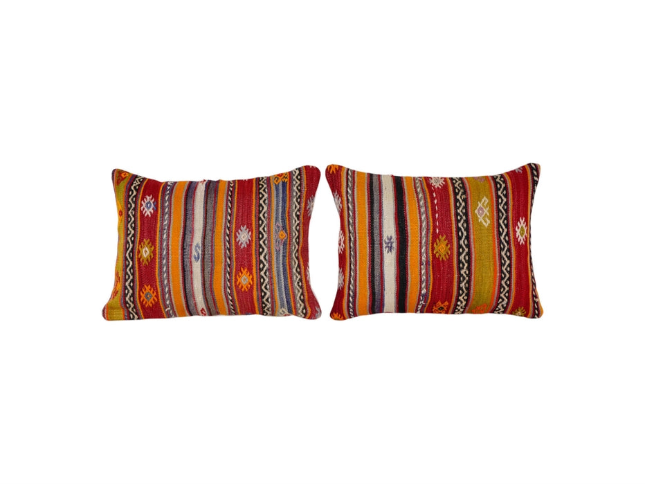Striped Anatolian Kilim Pillow Cover Pair – Turkish