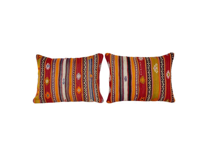 Striped Anatolian Kilim Pillow Cover Pair – Turkish