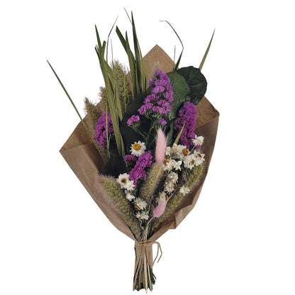 Petite 12" Bouquet: Magenta Statice Flowers and Grains #192