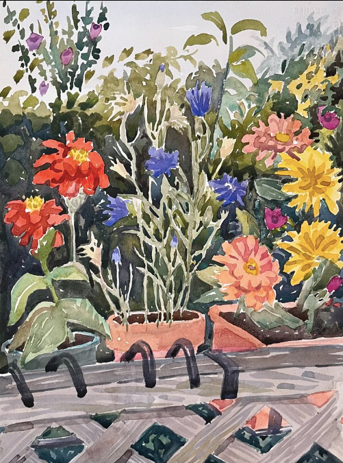 Backyard Colorfest, Print by Susan Greenstein