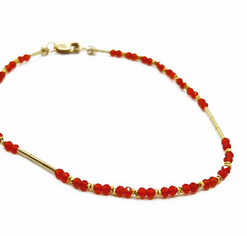 Carnelian & Gold Fill Bead Bracelet