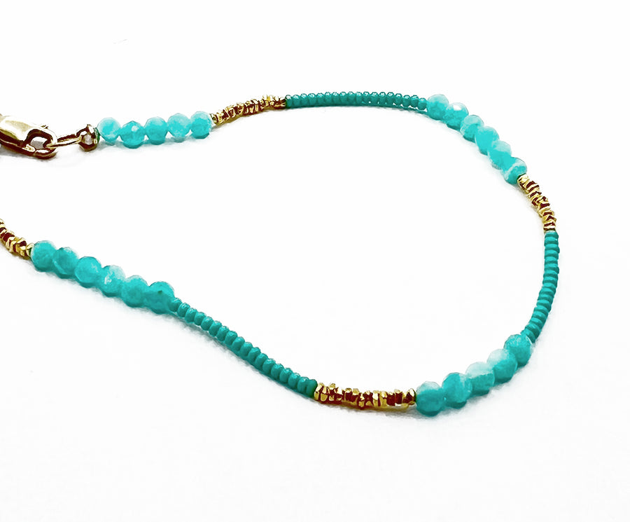 Turquoise & Amazonite Seed Beaded Bracelet