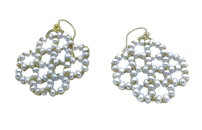 DANIELLE WELMOND |  Woven Gold Cord with Silver Pearls Earrings