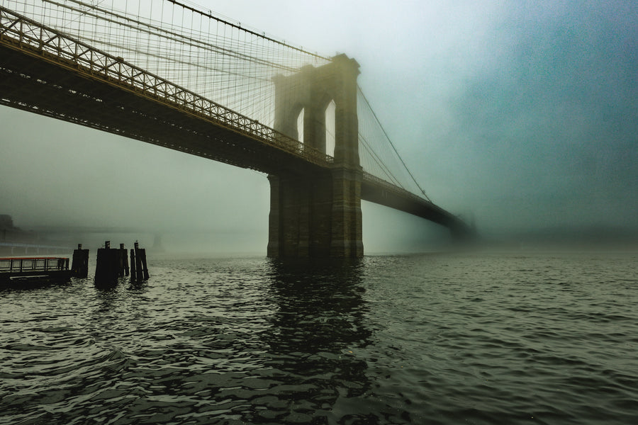 Brooklyn Bridge Fog | 30 x 22 Framed and Matted