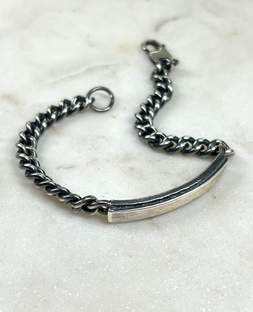 SONJA FRIES| Oxidized Sterling Silver ID Tag  Bracelet