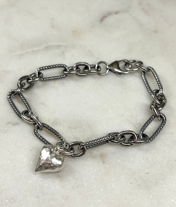 Sonja Fries | Mixed Chain Heart Bracelet in Sterling Silver