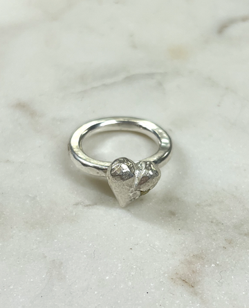 Sonja Fries |  Sterling Silver Heart Ring w/ Single Yellow Diamond