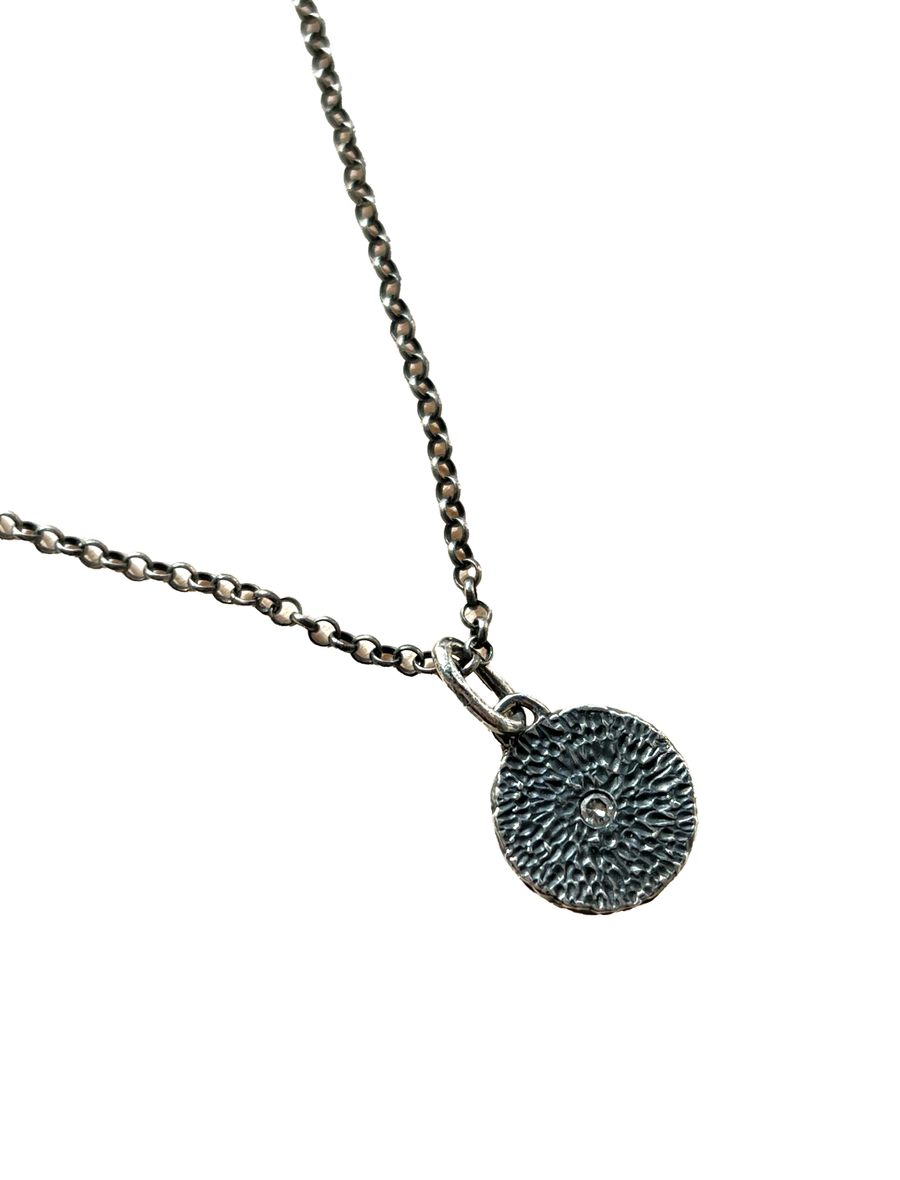 Sunlit Fine Jewelry | Oxidized sterling silver Goddess mini pendant necklace