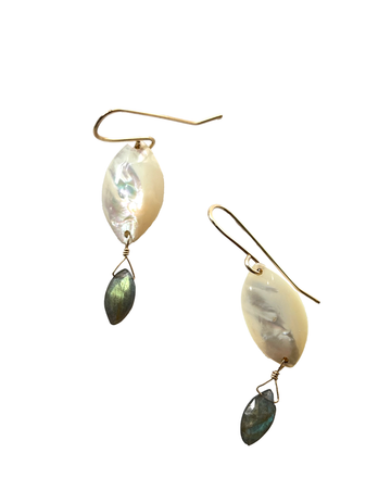 Jadewater | Oblong almond earrings with labradorite