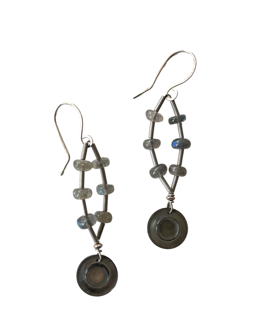 JADEWATER DESIGN | Labradorite lassos with silver chain earrings