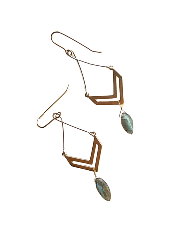 JADEWATER DESIGN | Chevron Drops with Labradorite Earrings