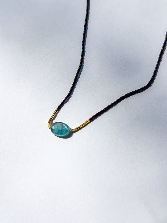 DEBBIE FISHER | Brown Seed, Kyanite & Gold Vermeil Beads Necklace