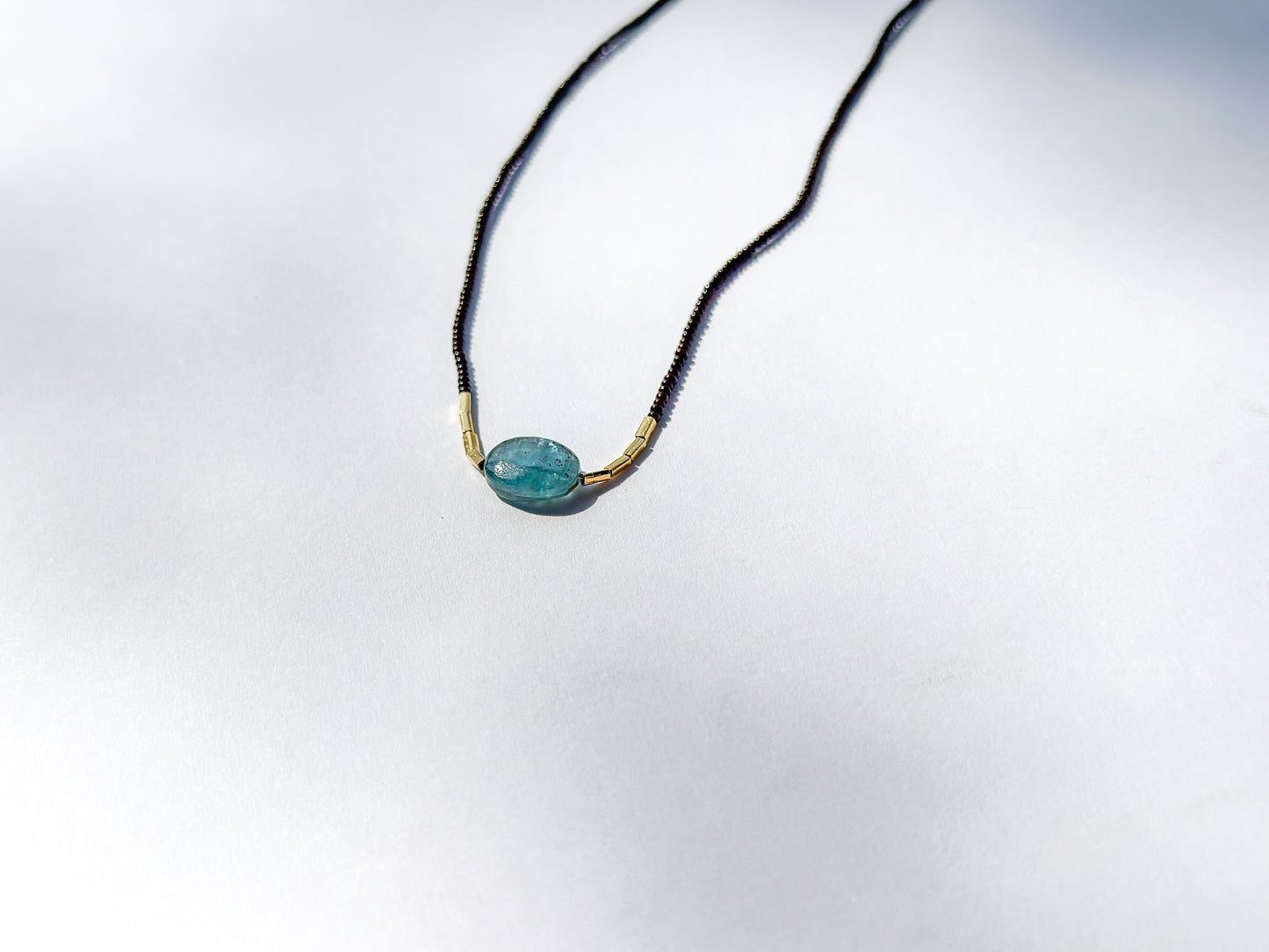 DEBBIE FISHER | Brown Seed, Kyanite & Gold Vermeil Beads Necklace