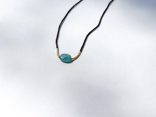 DEBBIE FISHER | Brown Seed, Kyanite & Gold Vermeil Beads Necklace