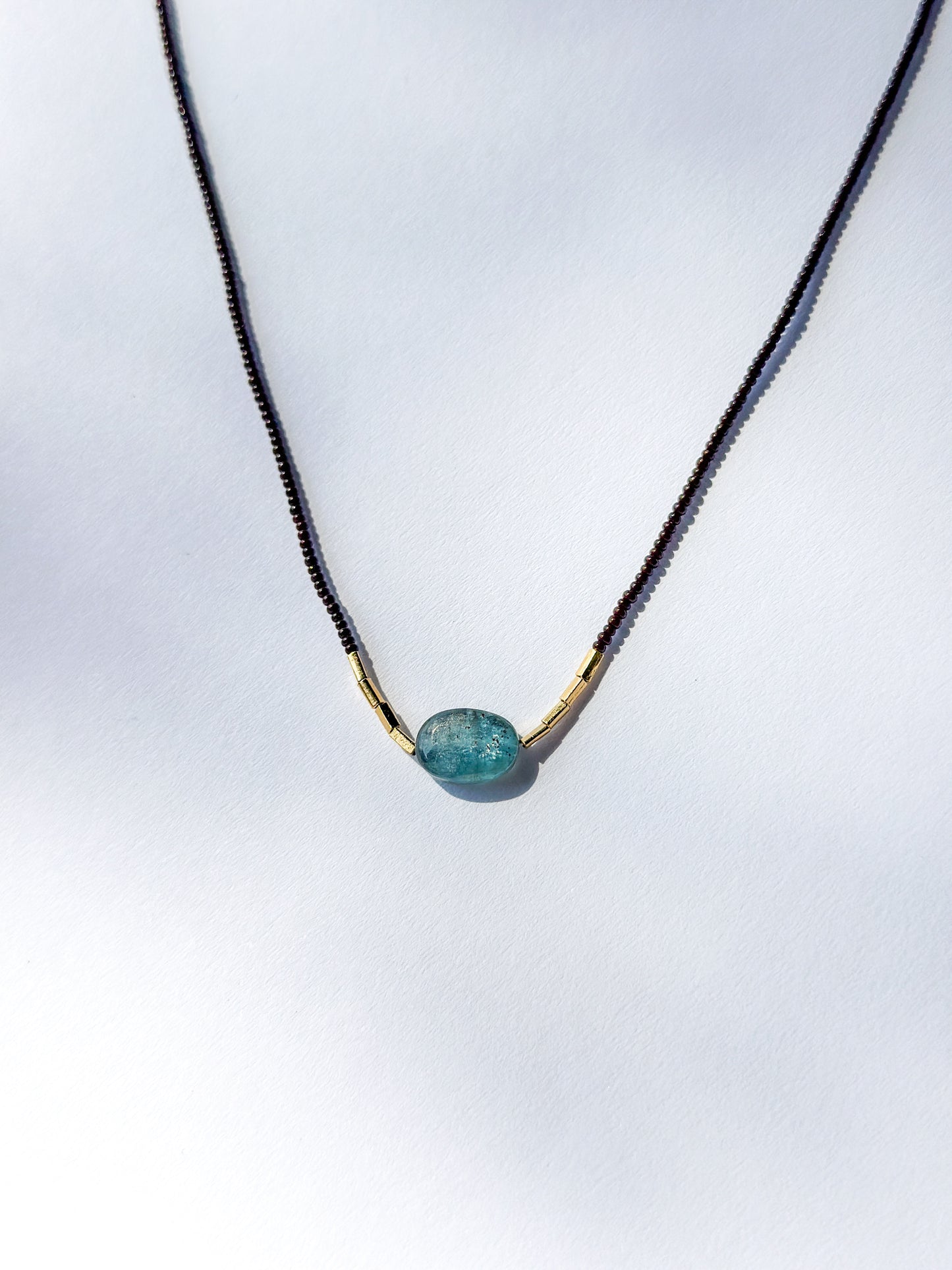 DEBBIE FISHER | Brown Seed, Kyanite & Gold Vermeil Beads Necklace