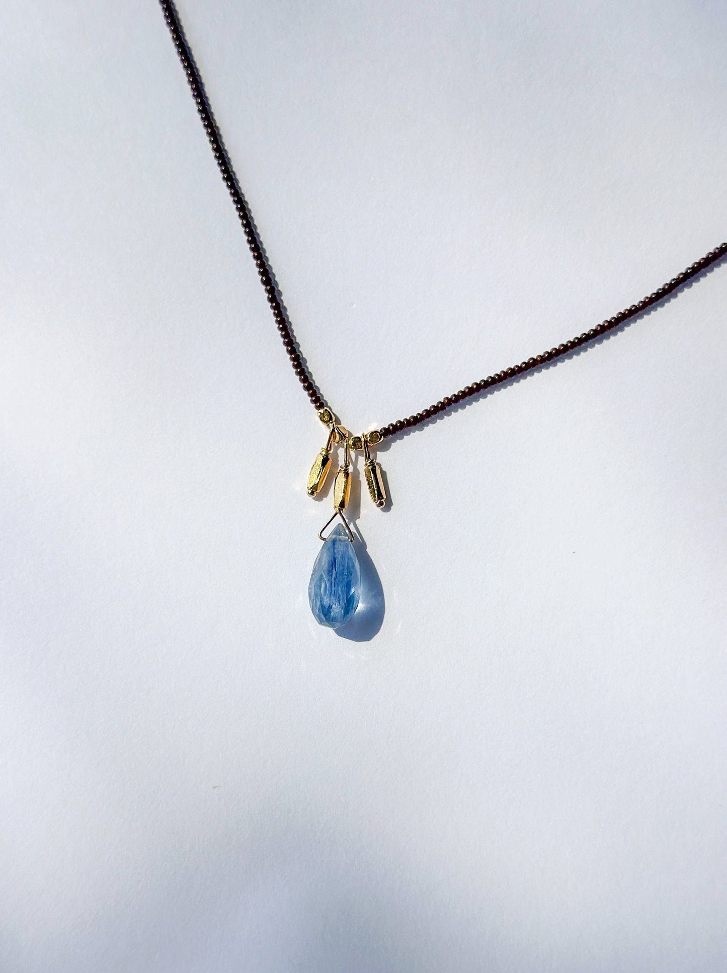 DEBBIE FISHER | Dark Brown Seed, Kyanite & Gold Vermeil Beads Necklace