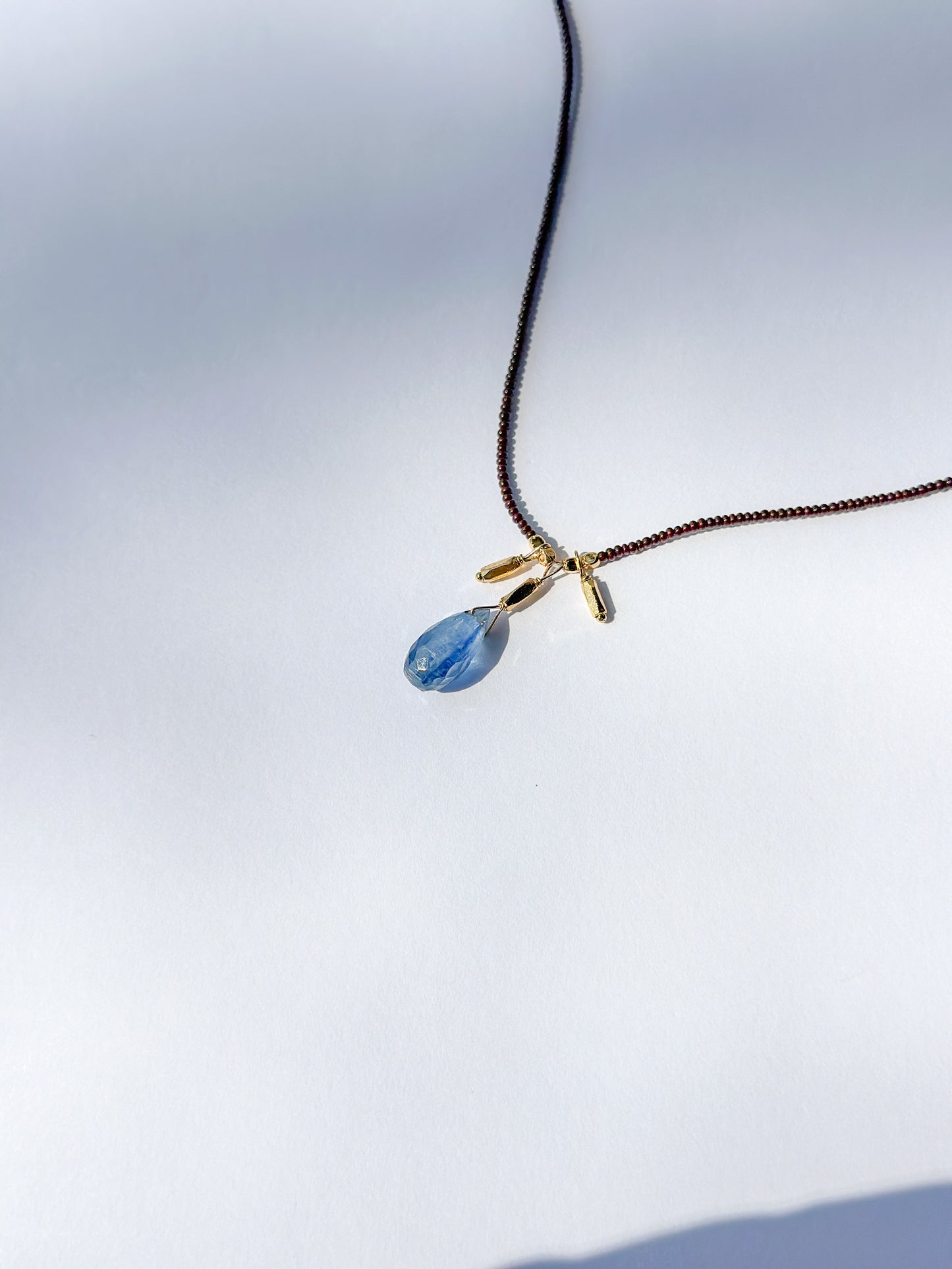 DEBBIE FISHER | Dark Brown Seed, Kyanite & Gold Vermeil Beads Necklace