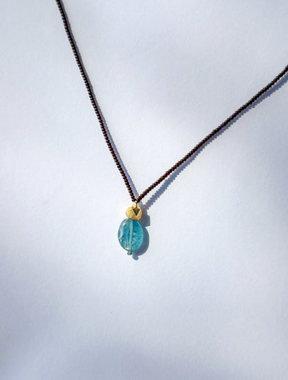 DEBBIE FISHER | Brown Seed, Kyanite & Gold Vermeil Beads Necklace