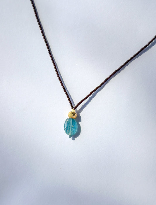 DEBBIE FISHER | Brown Seed, Kyanite & Gold Vermeil Beads Necklace