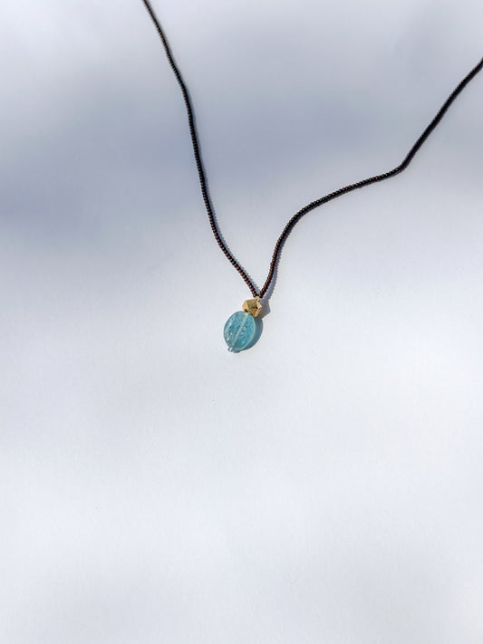 DEBBIE FISHER | Brown Seed, Kyanite & Gold Vermeil Beads Necklace
