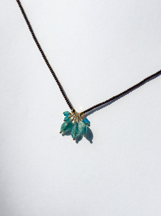 DEBBIE FISHER | Dark Brown Seed, Kyanite & Apatite Necklace