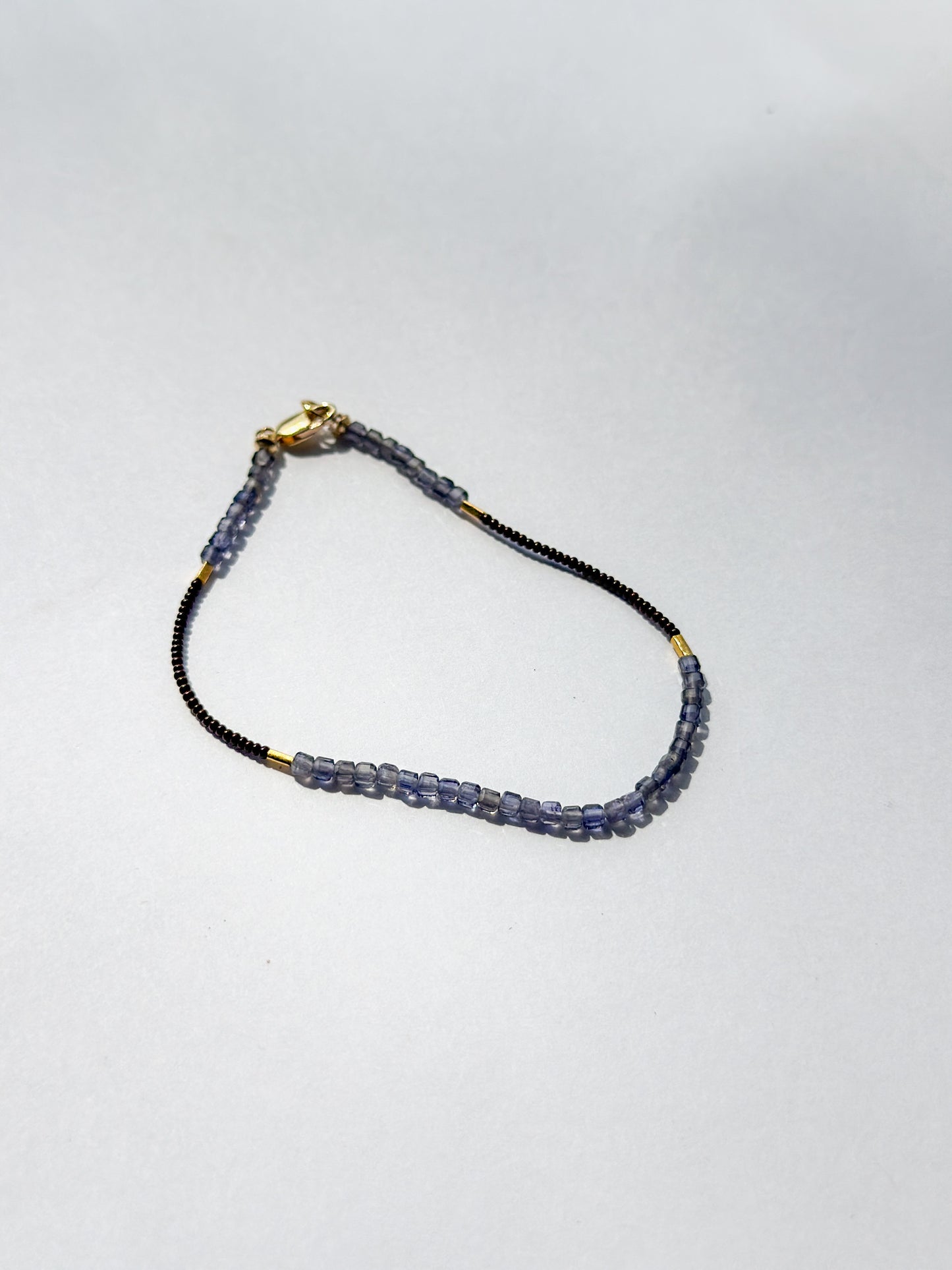 DEBBIE FISHER | Dark Brown Seed, Lolite & Gold Vermeil Beads Bracelet