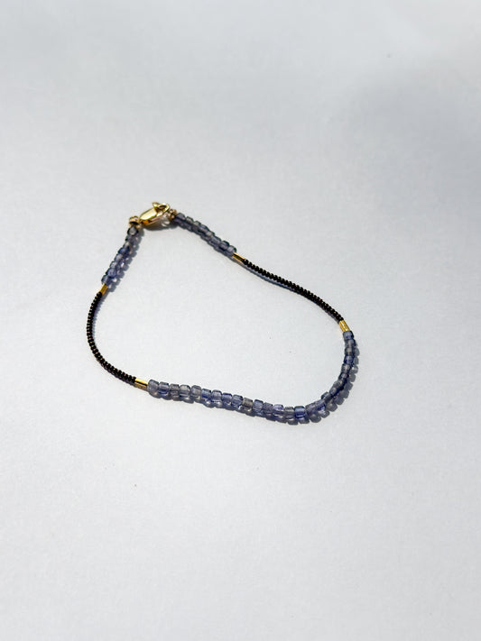 DEBBIE FISHER | Dark Brown Seed, Lolite & Gold Vermeil Beads Bracelet