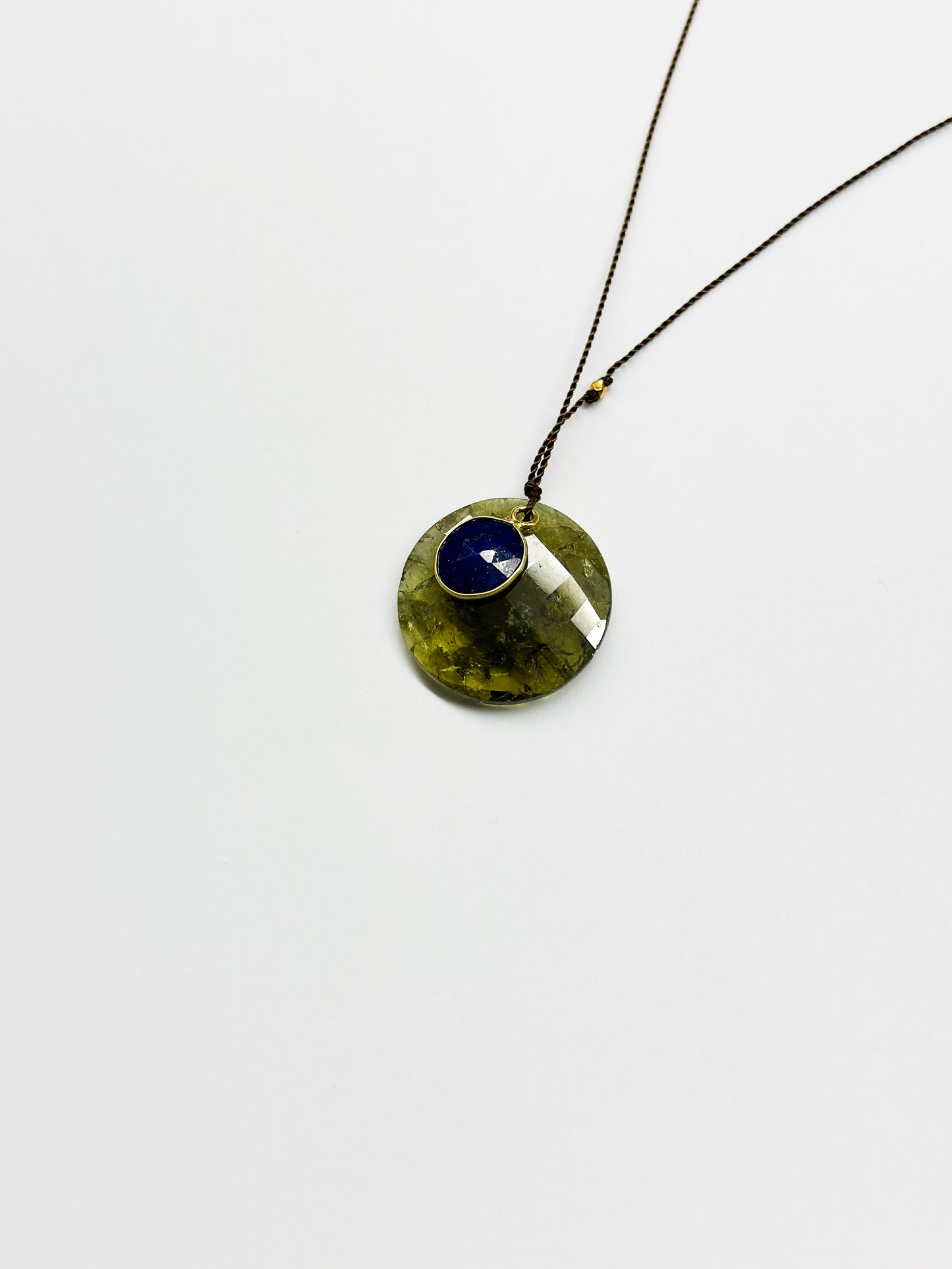 MARGARET SOLOW | Green Garnet & Lapis with 18kt Gold Necklace