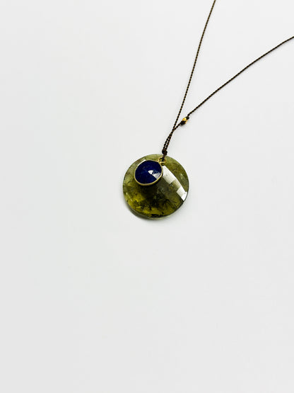 MARGARET SOLOW | Green Garnet & Lapis with 18kt Gold Necklace
