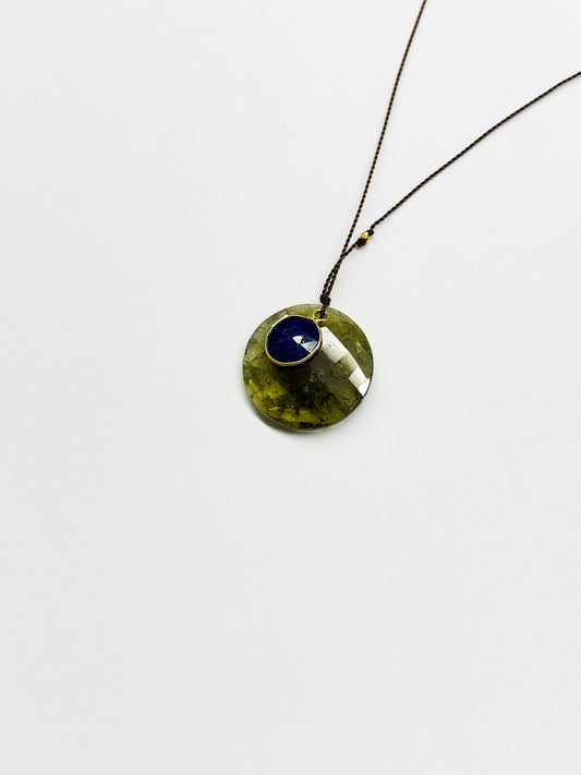 MARGARET SOLOW | Green Garnet & Lapis with 18kt Gold Necklace