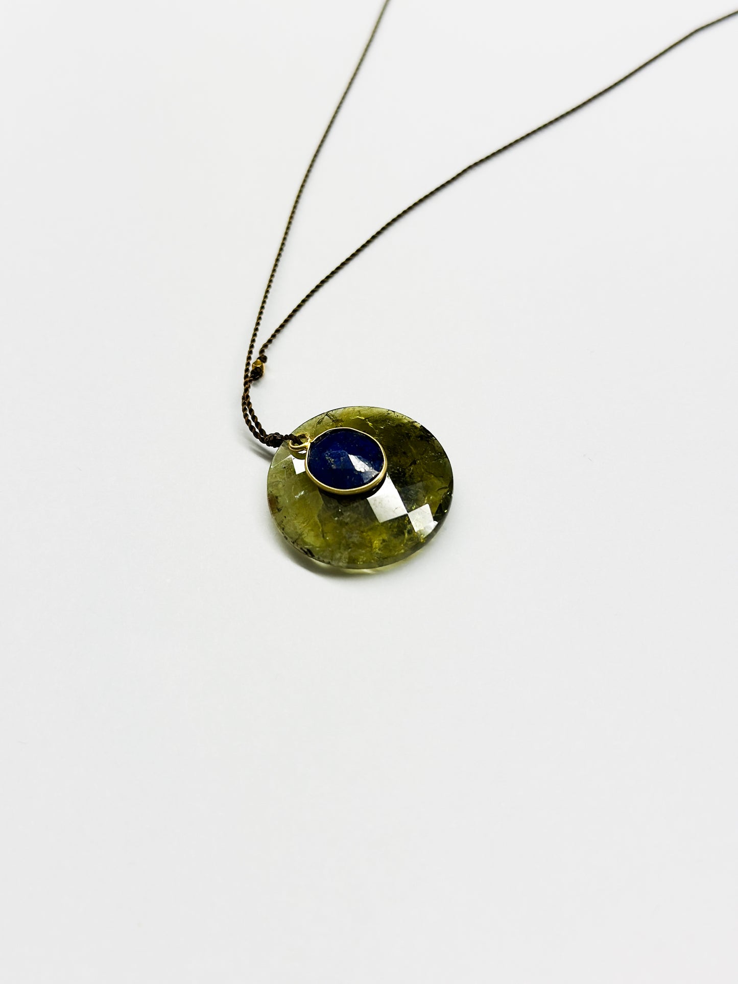 MARGARET SOLOW | Green Garnet & Lapis with 18kt Gold Necklace