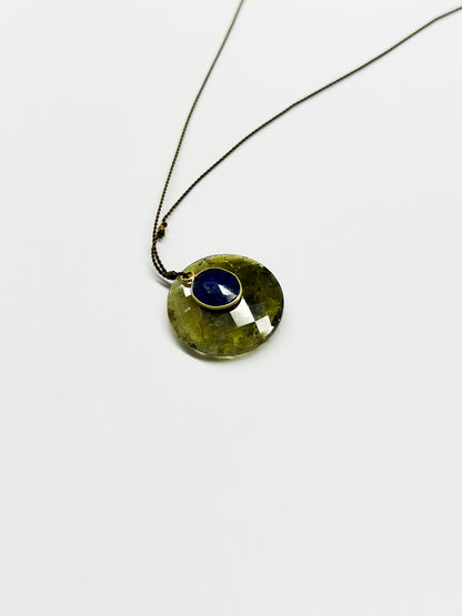 MARGARET SOLOW | Green Garnet & Lapis with 18kt Gold Necklace