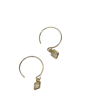 MARGARET SOLOW | 14k Hoop Earrings with 18k Moonstone