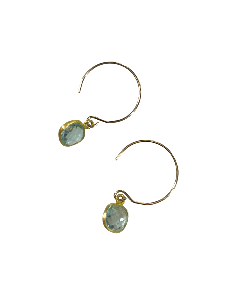 MARGARET SOLOW | 14k Hoop Earrings with 18k Blue Topaz