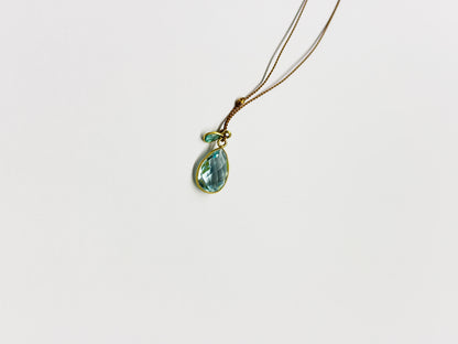 MARGARET SOLOW | Blue Topaz & Emerald with 18kt Gold Necklace
