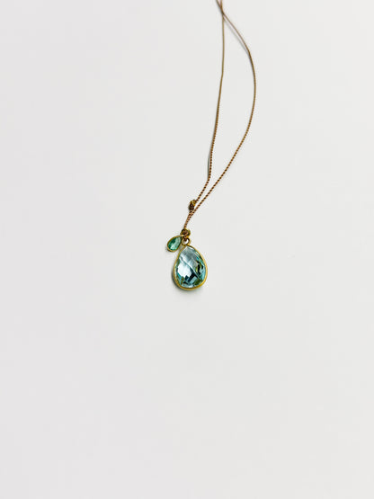 MARGARET SOLOW | Blue Topaz & Emerald with 18kt Gold Necklace