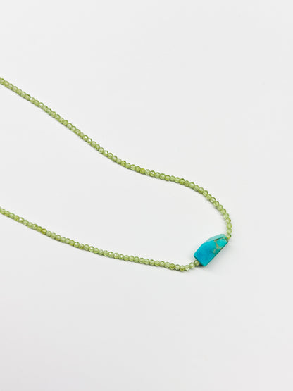 MARGARET SOLOW | Peridot & Peruvian Opal with Silver Necklace