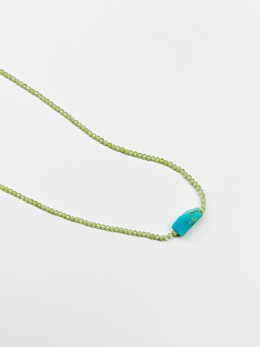 MARGARET SOLOW | Peridot & Peruvian Opal with Silver Necklace