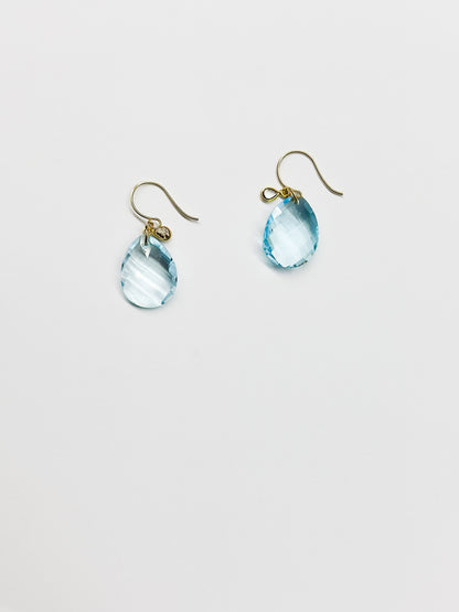 MARGARET SOLOW | Blue Topaz & Diamond with 18kt Gold Earrings