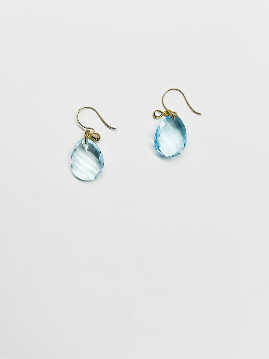 MARGARET SOLOW | Blue Topaz & Diamond with 18kt Gold Earrings