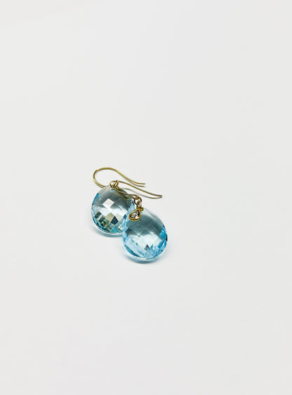 MARGARET SOLOW | Blue Topaz & Diamond with 18kt Gold Earrings