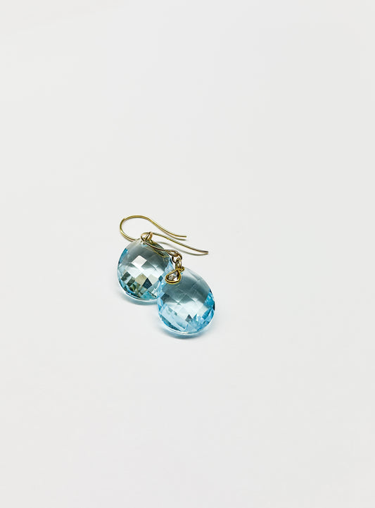 MARGARET SOLOW | Blue Topaz & Diamond with 18kt Gold Earrings