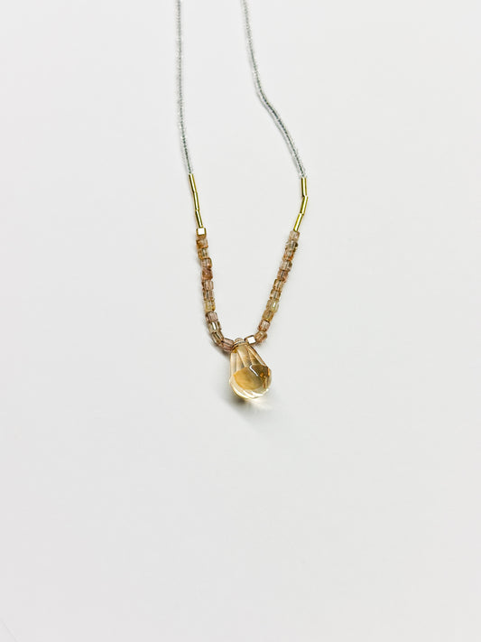DEBBIE FISHER | Clear Seed, Natural Zircon, Austrian Crystal Drop Necklace