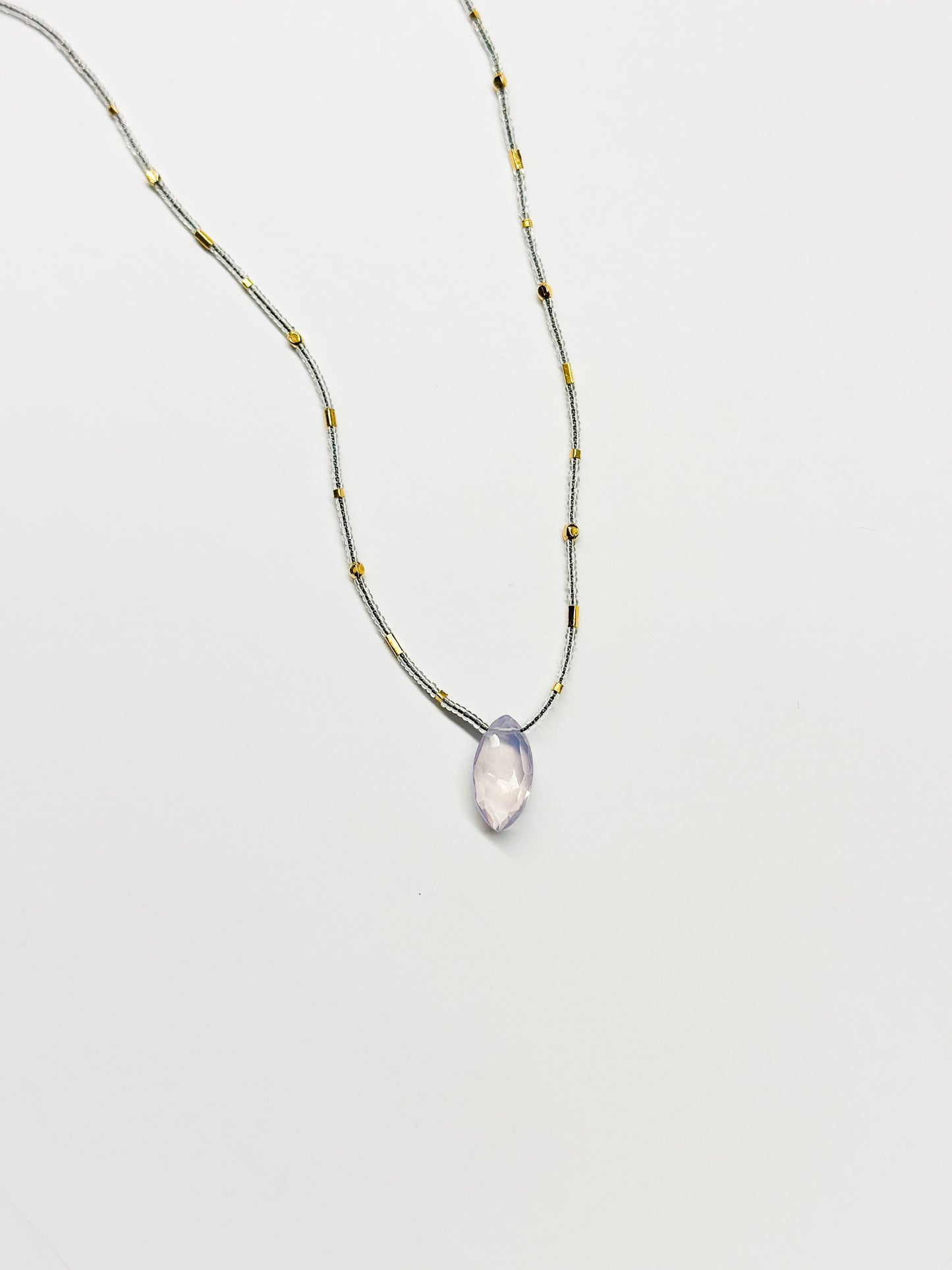 DEBBIE FISHER | Clear Seed, Gold Vermeil and Scoralite Beads Necklace