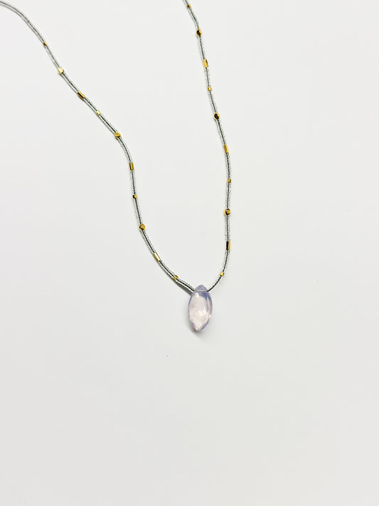 DEBBIE FISHER | Clear Seed, Gold Vermeil and Scoralite Beads Necklace