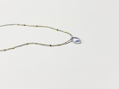 DEBBIE FISHER | Clear Seed, Gold Vermeil and Scoralite Beads Necklace