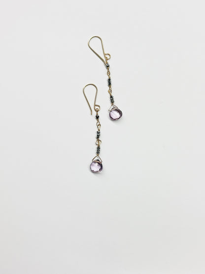 DEBBIE FISHER | Pyrite and Pink Amethyst Bead Earrings