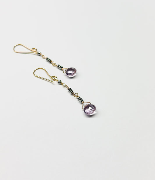 DEBBIE FISHER | Pyrite and Pink Amethyst Bead Earrings